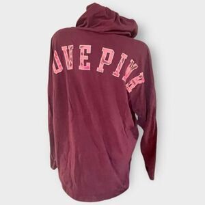 Victoria's Secret PINK XL Women's Oversized Hooded Varsity Tee Maroon